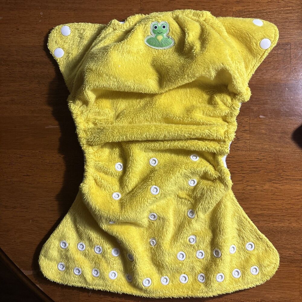 Coqui Baby The Hero Diaper Yellow Frog 7-38 Pounds Organic Cotton